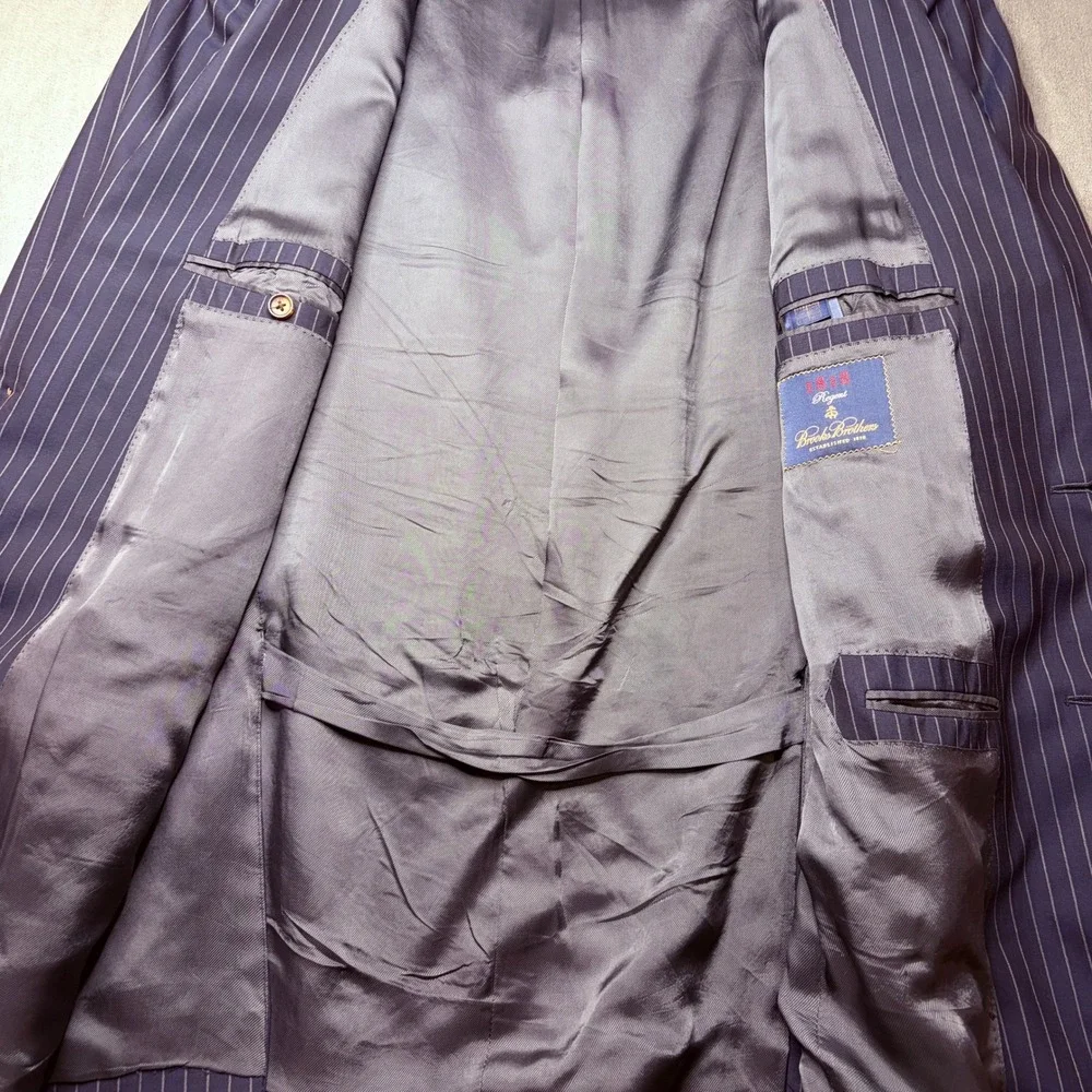 Brooks Brothers Blazer Mens 44L Navy Pinstripe 1818 Regent Sport Coat Wool Italy